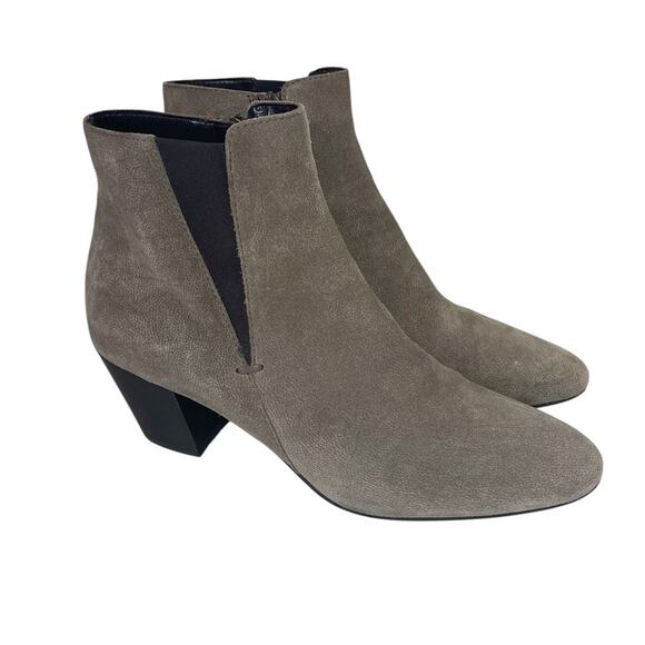 Aquatalia Shoes - Aquatalia Suede Heeled Zip Ankle Boots Taupe Made in Italy Size US 10